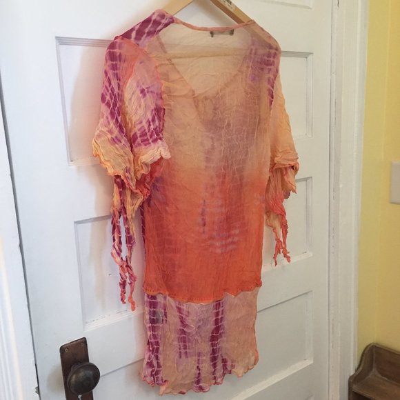 BEDO pink purple wide-neck tie dye top - size L - Picture 9 of 10